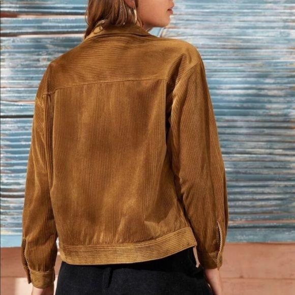 Brown corduroy jacket button up trucker 90s style - Picture 3 of 6